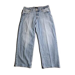 Edgely Jeans Womens 14 Short Blue Mid Rise Relaxed Boyfriend Wide Leg